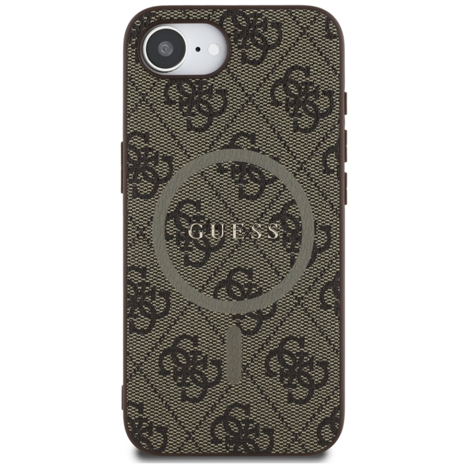 Husa pentru iPhone 16e, 4G Collection Leather MagSafe, Guess - Maro - 1 | YEO