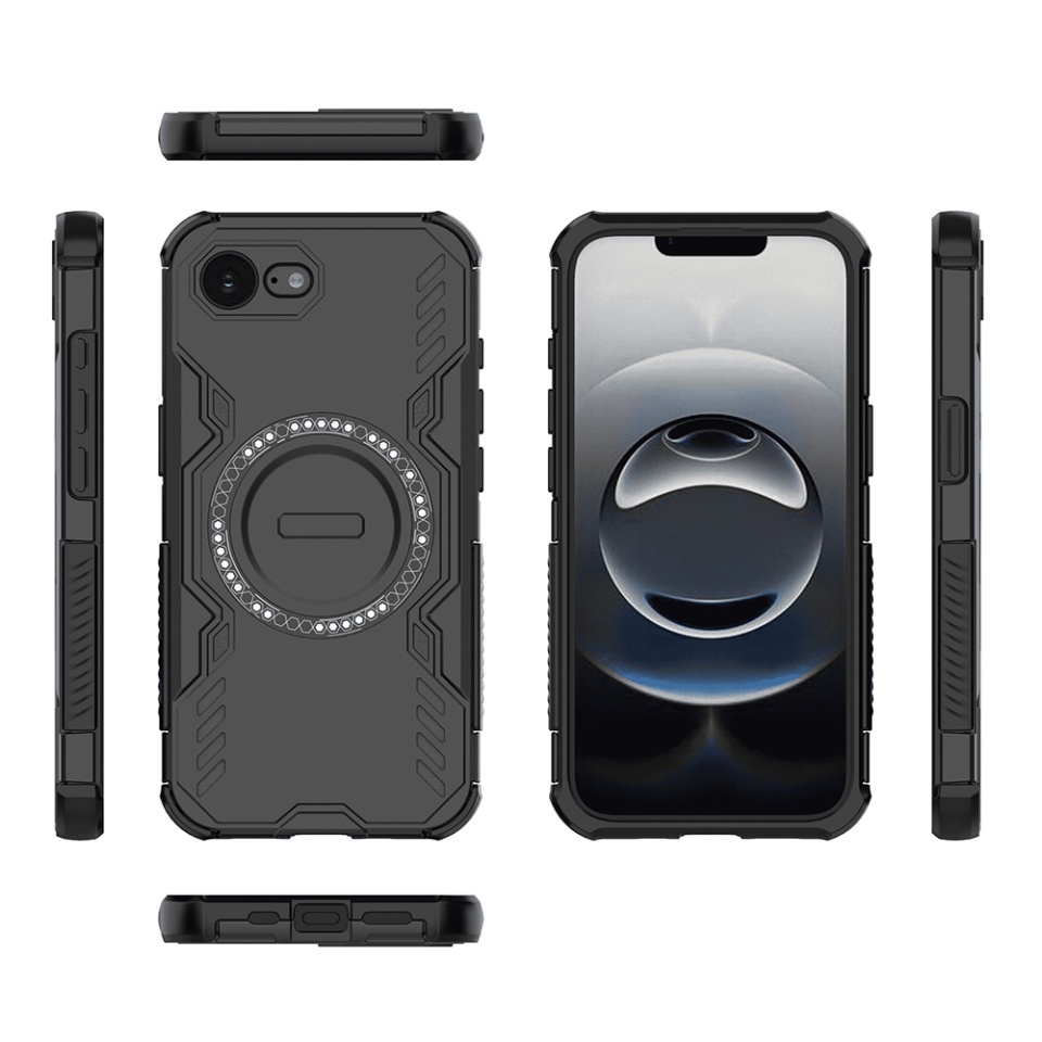 Husa pentru iPhone 16e, SKYDDAR INOVATION, ArmorMag, Magsafe, set cu sticker, Negru - 3 | YEO
