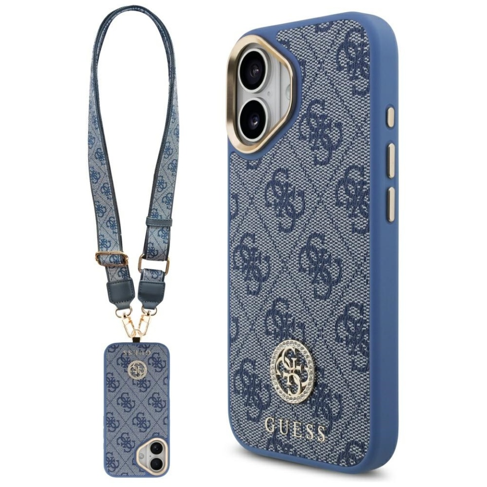 Husa pentru iPhone 17, 4G Strass Logo with Big Strap Metal Button MagSafe, Protectie Slim, Albastru