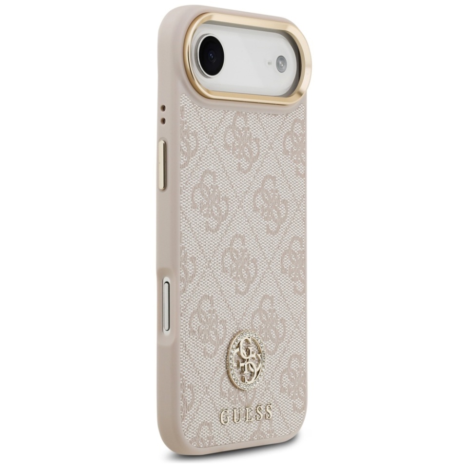 Husa pentru iPhone 17 Air, 4G Strass Logo with Big Strap Metal Button MagSafe, Protectie Slim, Roz - 2 | YEO