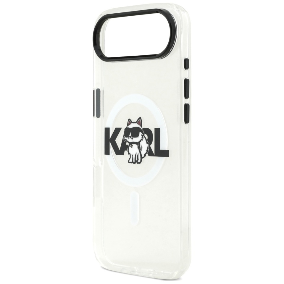 Husa pentru iPhone 17 Air, IML Glitter K&C Heads Logo MagSafe, Clear Mono Karl&Choupette - 1 | YEO