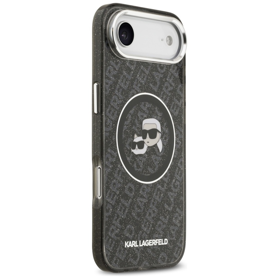 Husa pentru iPhone 17 Air, IML Glitter K&C Heads Logo MagSafe, Clear Mono Karl&Choupette - 1 | YEO
