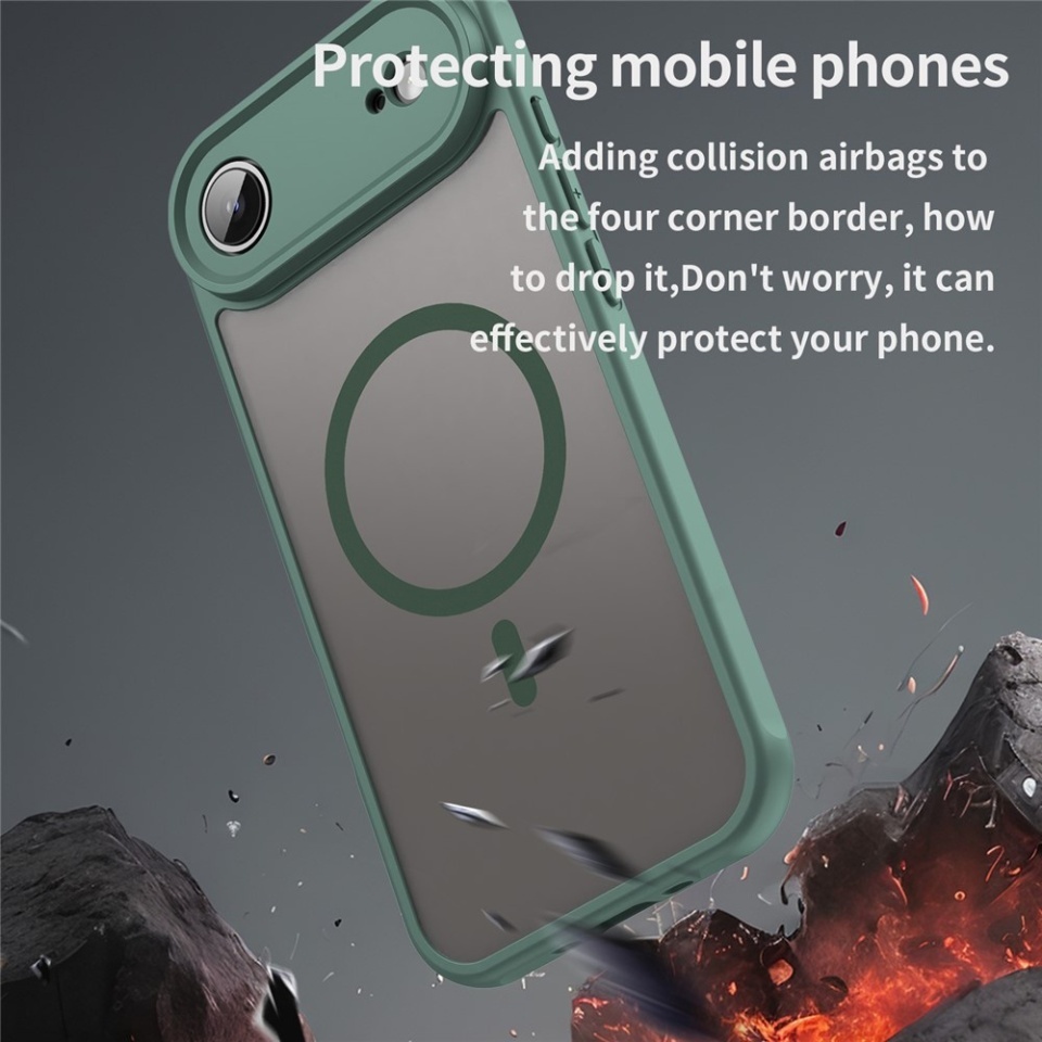 Husa pentru iPhone 17 Air, SKYDDAR INNOVATION, HaloFrost MagSafe II, Antisoc, set cu sticker, Verde - 3 | YEO