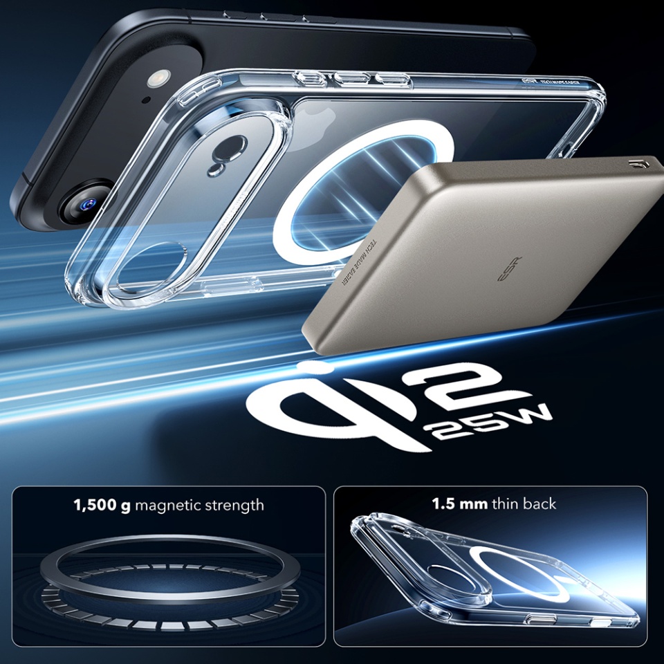 Husa pentru iPhone 17 Air, slim, ESR Classic Hybrid HaloLock, Transparenta - 3 | YEO