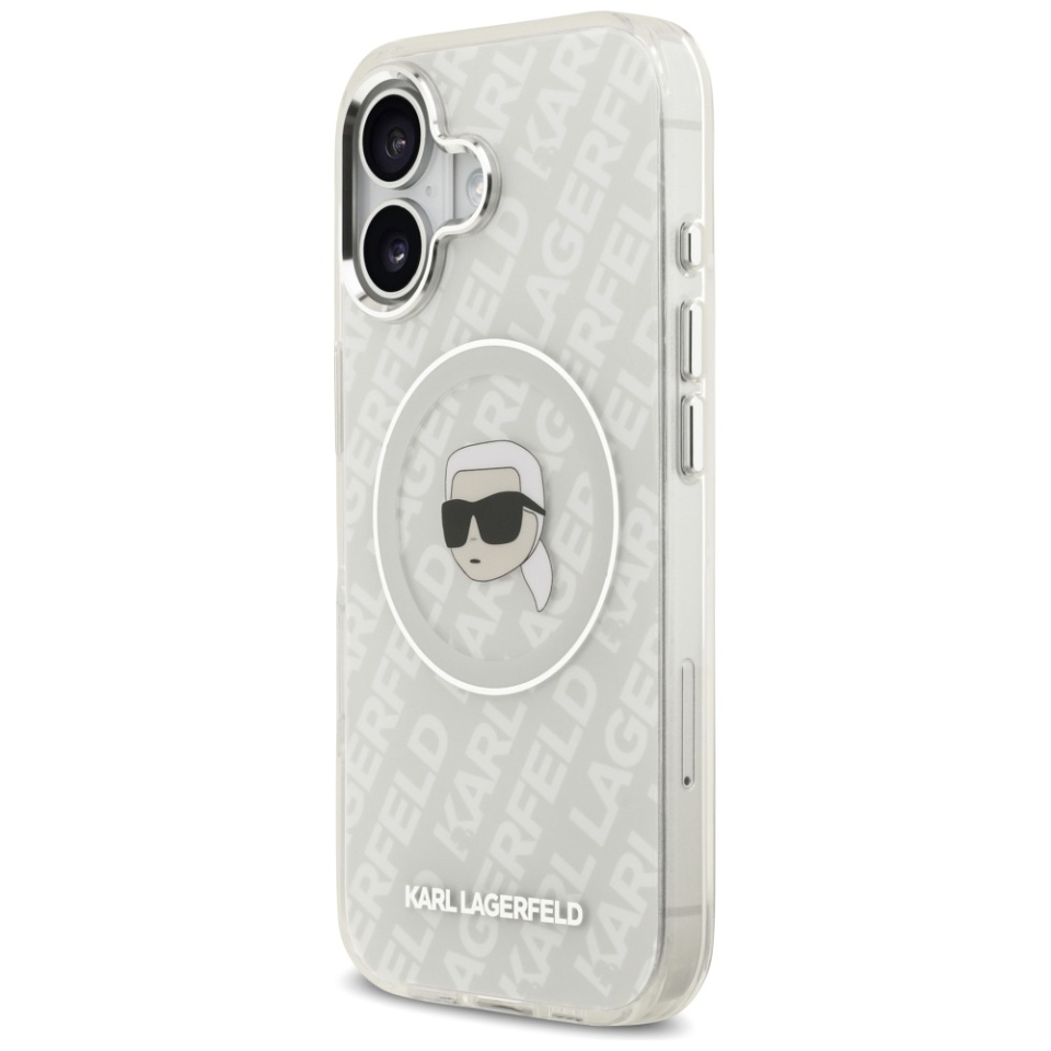 Husa pentru iPhone 17, IML Glitter K&C Heads Logo MagSafe, Clear Mono Karl&Choupette - 2 | YEO