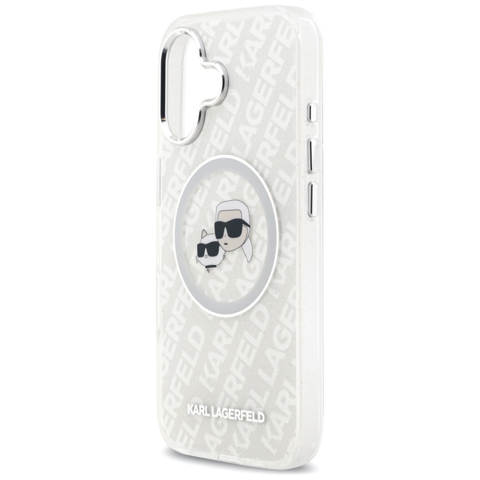 Husa pentru iPhone 17, IML Glitter K&C Heads Logo MagSafe, Clear Mono Karl&Choupette - 2 | YEO