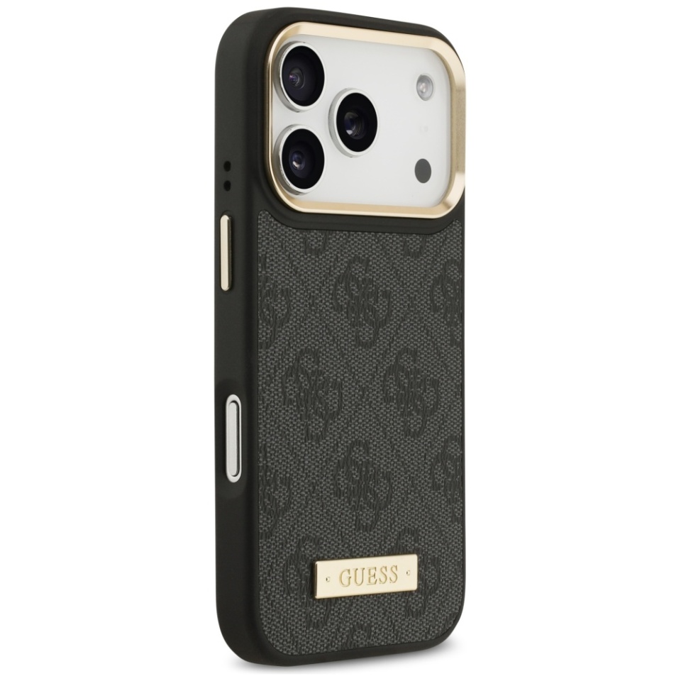 Husa pentru iPhone 17 Pro, Guess, Hardcase 4G Logo Plate MagSafe, Negru - 2 | YEO