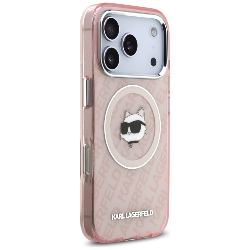 Husa pentru iPhone 17 Pro, IML Glitter K&C Heads Logo MagSafe, Clear Mono Karl&Choupette - 2 | YEO