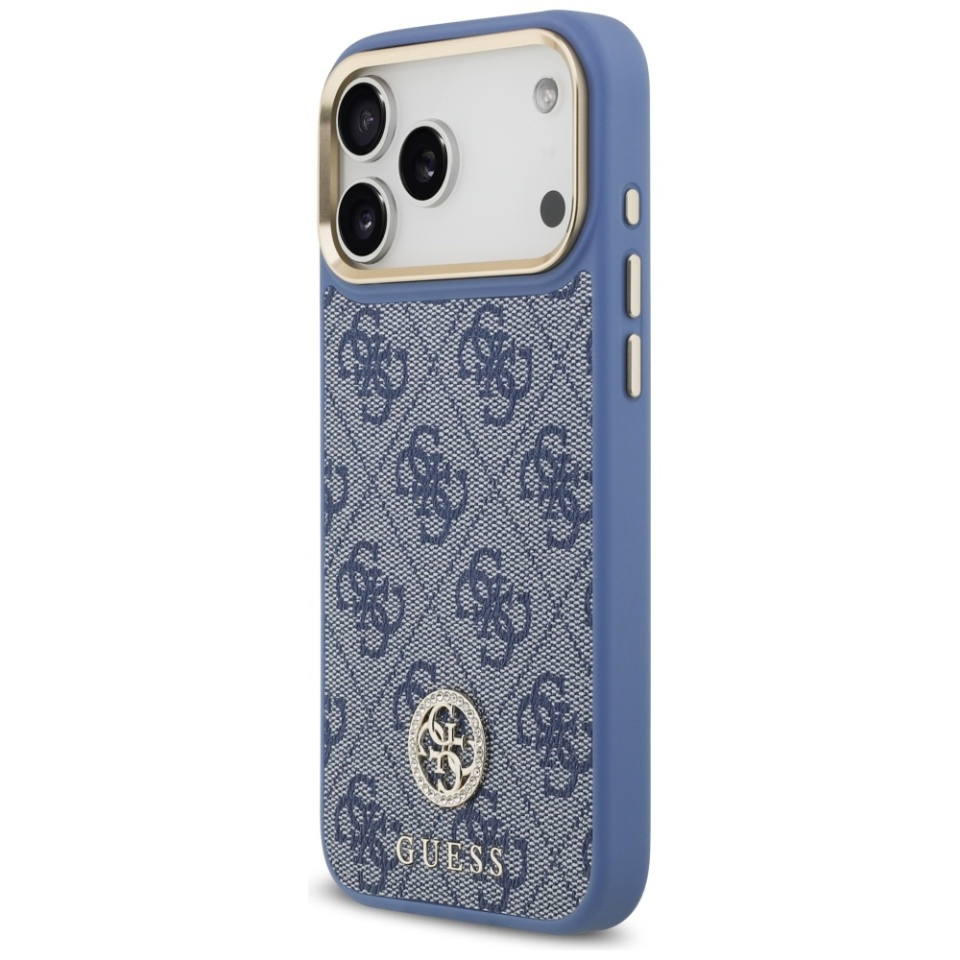 Husa pentru iPhone 17 Pro Max, 4G Strass Logo with Big Strap Metal Button MagSafe, Protectie Slim, Albastru - 3 | YEO