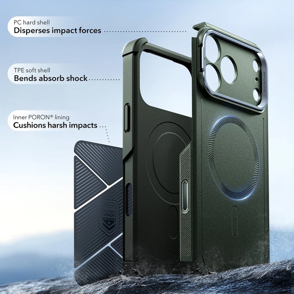 Husa pentru iPhone 17 Pro Max, ESR Cyber Armor Kickstand, Verde - 2 | YEO