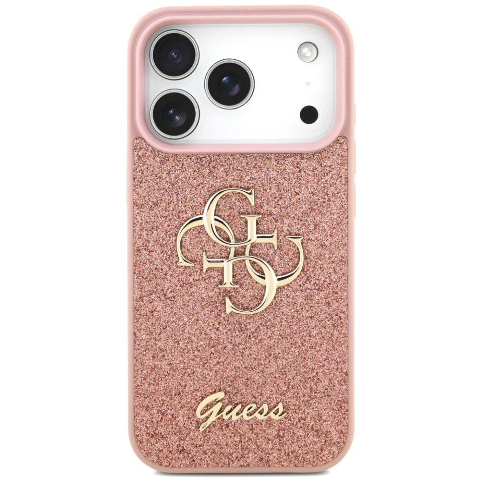Husa pentru iPhone 17 Pro Max, Glitter Fixed Big 4G, Protectie Slim, Guess, Roz - 1 | YEO