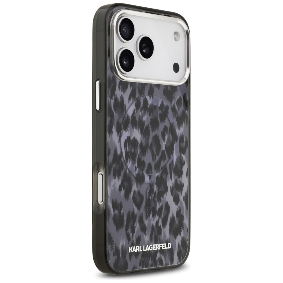 Husa pentru iPhone 17 Pro Max, IML Glitter K&C Heads Logo MagSafe, Clear Mono Karl&Choupette - 3 | YEO