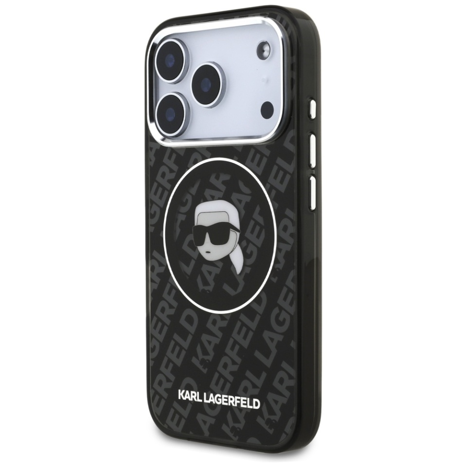 Husa pentru iPhone 17 Pro Max, IML Glitter K&C Heads Logo MagSafe, Clear Mono Karl&Choupette - 2 | YEO