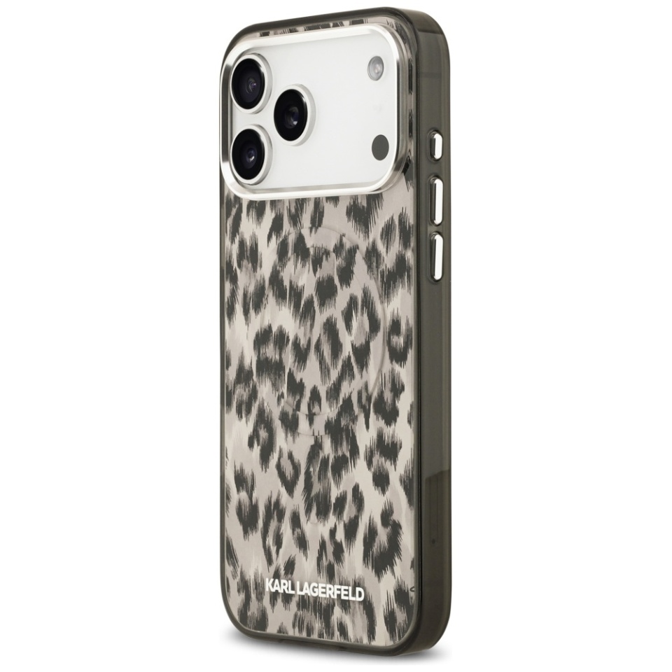 Husa pentru iPhone 17 Pro Max, IML Glitter K&C Heads Logo MagSafe, Clear Mono Karl&Choupette - 1 | YEO