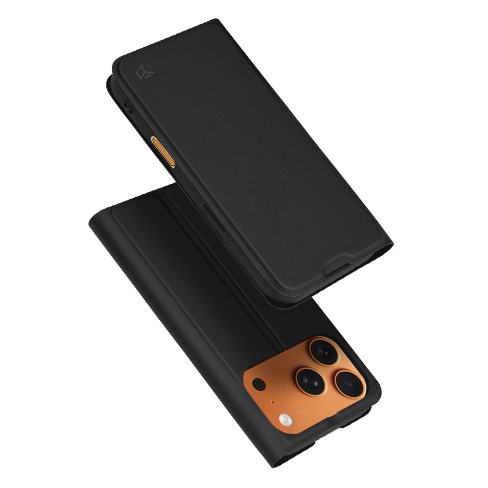 Husa pentru iPhone 17 Pro Max, SKYDDAR INNOVATION, Magskin Book, tip Carte cu Portofel Interior, set cu sticker, Negru