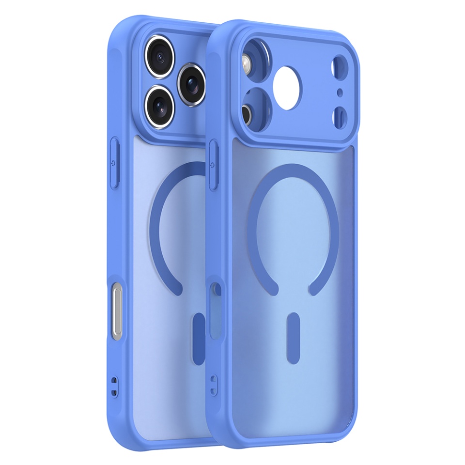 Husa pentru iPhone 17 Pro, SKYDDAR INNOVATION, HaloFrost MagSafe II, Antisoc, set cu sticker, Albastru