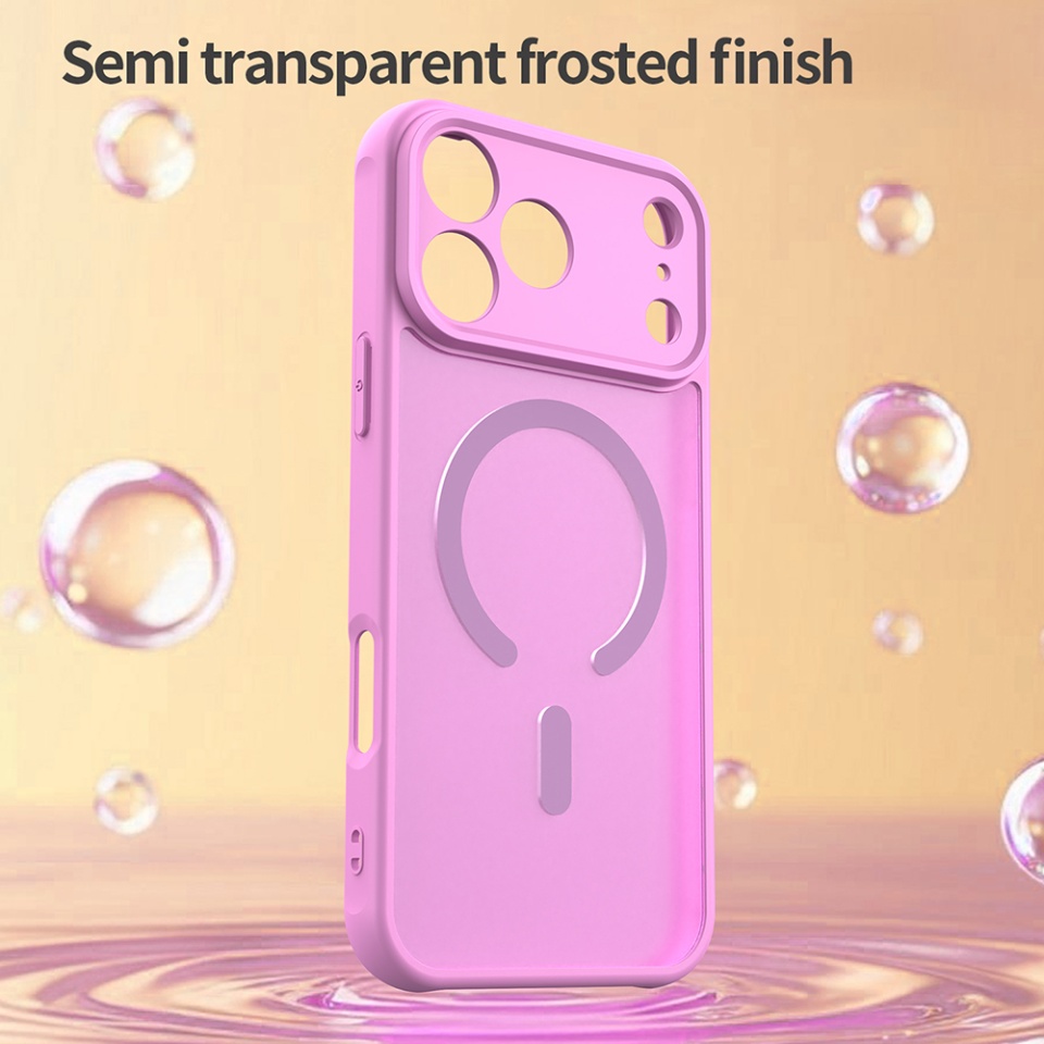 Husa pentru iPhone 17 Pro, SKYDDAR INNOVATION, HaloFrost MagSafe II, Antisoc, set cu sticker, Roz - 5