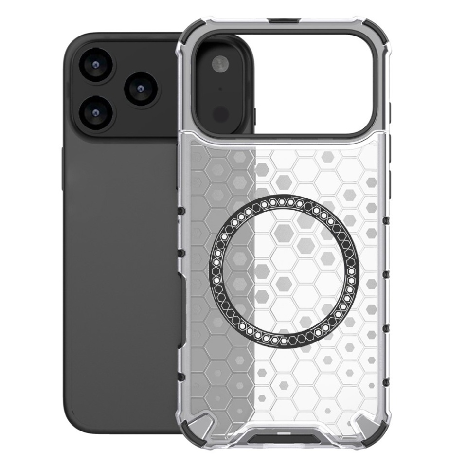 Husa pentru iPhone 17 Pro, SKYDDAR INNOVATION, HoneyComb Shield MagSafe, Alb, set cu sticker - 1 | YEO