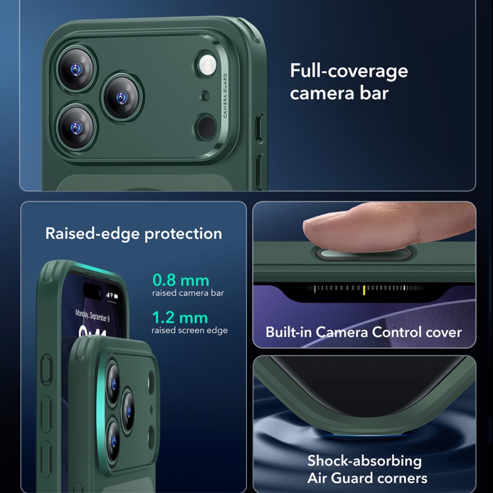 Husa pentru iPhone 17 Pro, slim, ESR Classic Hybrid HaloLock, Verde - 2 | YEO