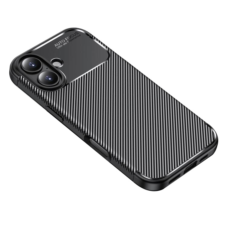 Husa pentru iPhone 17, SKYDDAR INNOVATION, CarbonFiber, Antisoc, set cu sticker, Negru