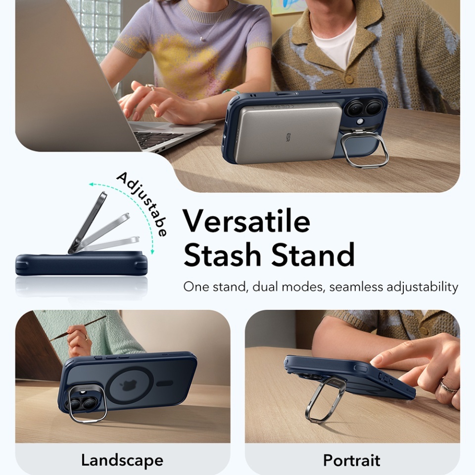 Husa pentru iPhone 17, slim, ESR Classic Hybrid HaloLock Kickstand, Bleu - 1 | YEO