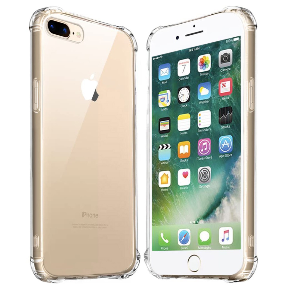 Husa pentru iPhone 8 Plus / 7 Plus , SKYDDAR INNOVATION, Shockproof Clear din Silicon Slim, Transparenta, set cu sticker