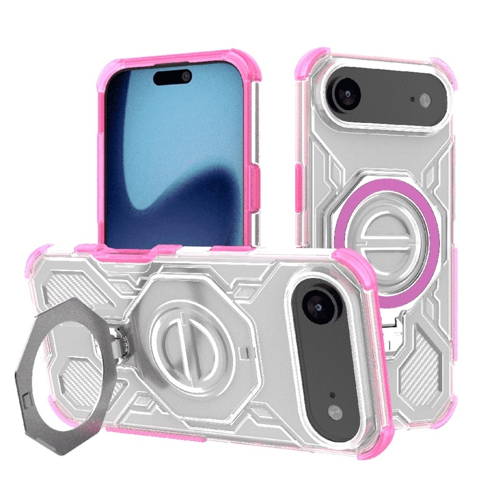Husa pentru iPhone Air, Antisoc, SKYDDAR INOVATION, Carbon Shield PRO, Magsafe, set cu sticker, Roz
