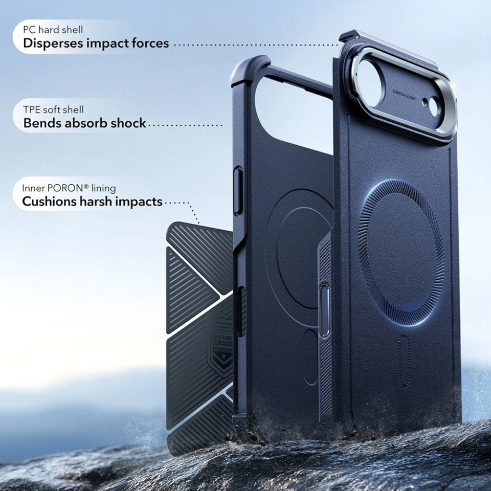 Husa pentru iPhone Air, ESR Cyber Armor Kickstand, Albastru - 2 | YEO