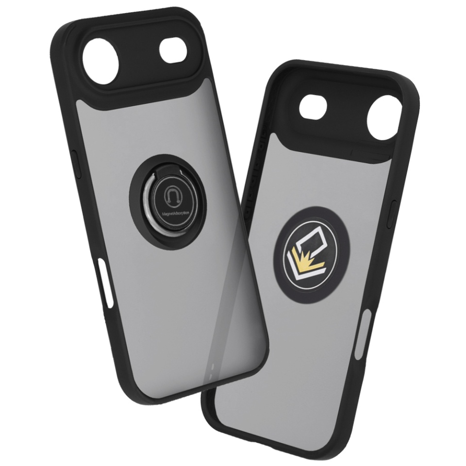 Husa pentru iPhone Air, SKYDDAR INNOVATION, Glinth cu Inel Rotativ 360° Magnetic, Negru, set cu sticker