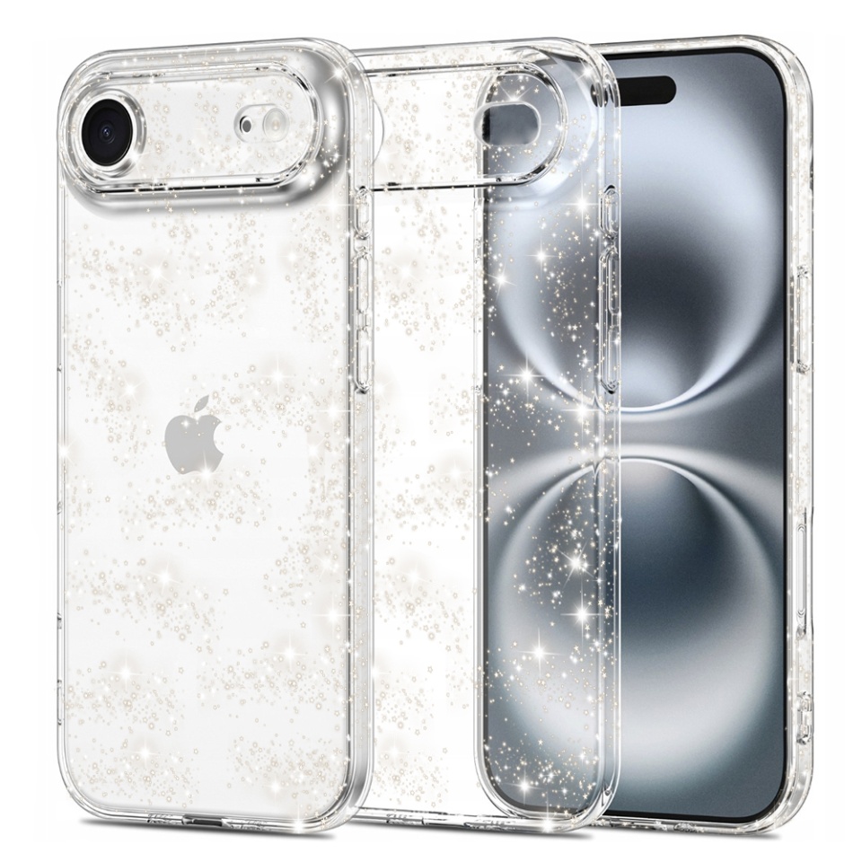 Husa pentru iPhone Air, SKYDDAR INNOVATION, SparkleSkin din Silicon TPU cu Sclipici, Design Elegant, set cu sticker, Transparenta