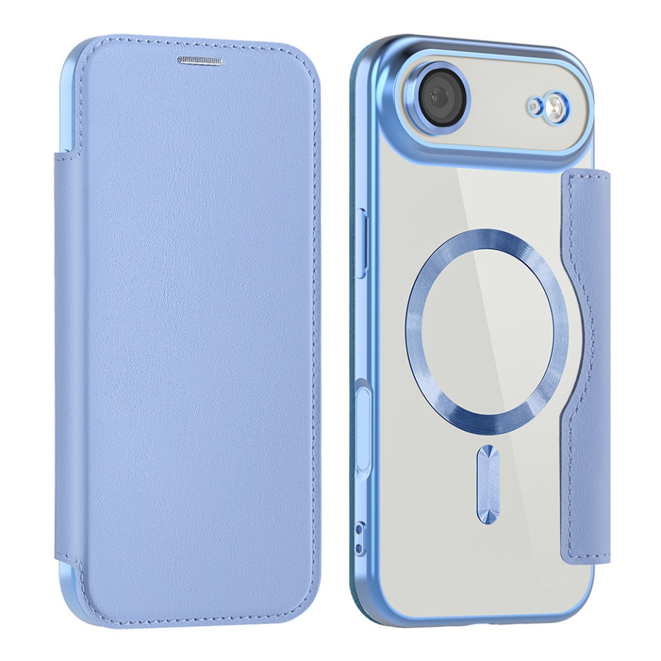 Husa pentru iPhone Air tip carte, SKYDDAR INOVATION, SmartMag Book, Magsafe, RFiD, Suport Carduri, set cu sticker, Bleu - 1 | YEO