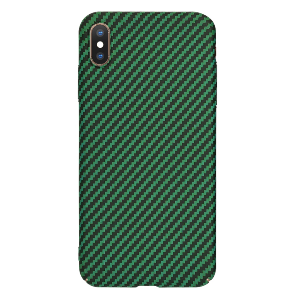 Husa pentru iPhone XS Max, Finisaj Premium cu Textura de Carbon, Design Elegant, SKDR CarbonFlex - Verde - 2 | YEO