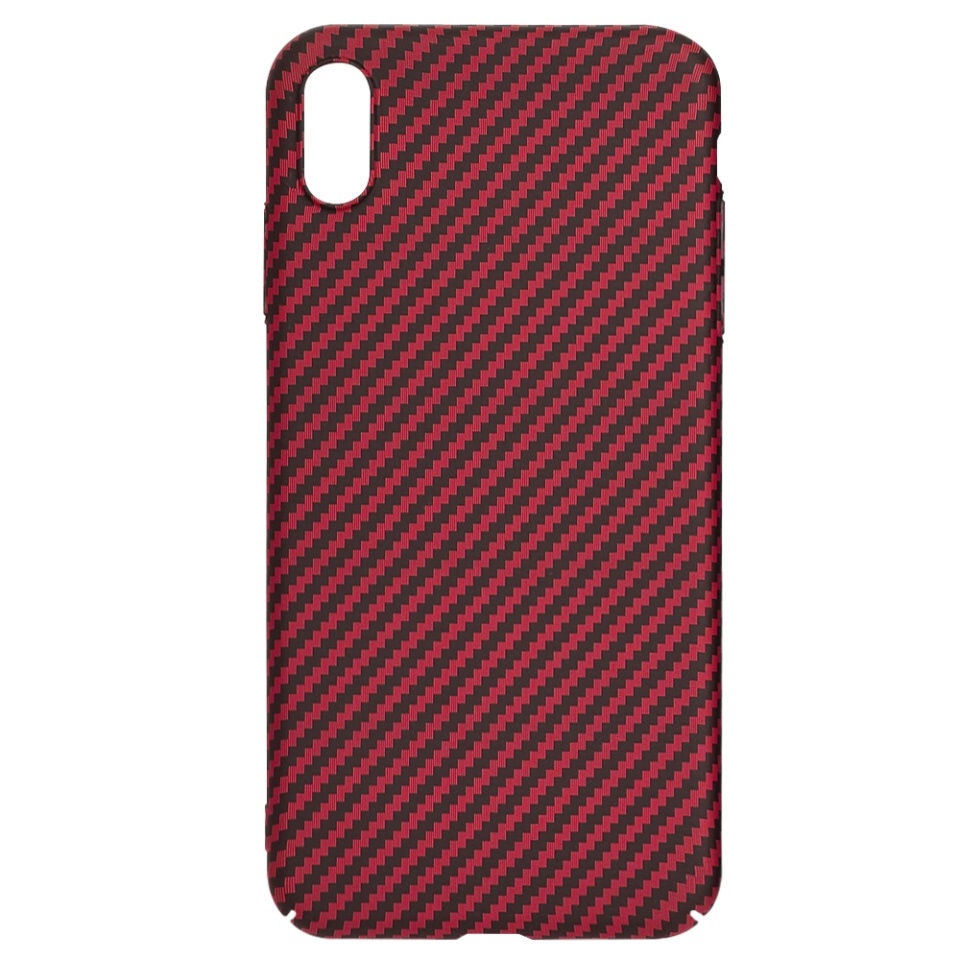 Husa pentru iPhone XS Max, SKYDDAR INNOVATION, textura carbon, Carbonite FiberShell, set cu sticker, Rosu, - 3 | YEO