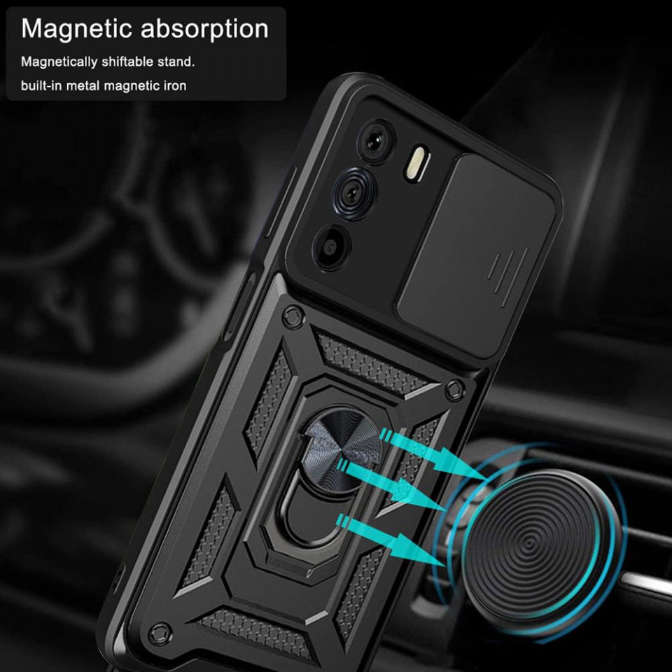 Husa pentru Motorola Edge 30 cu inel magnetic si protectie camera Skyddar CamShield - Negru - 1 | YEO