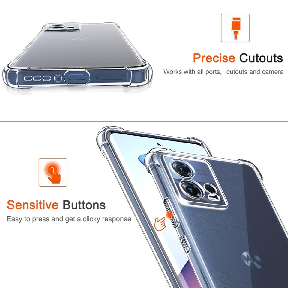 Husa pentru Motorola Edge 30 Fusion , SKYDDAR INNOVATION, Shockproof Clear din Silicon Slim, Transparenta, set cu sticker - 2 | YEO