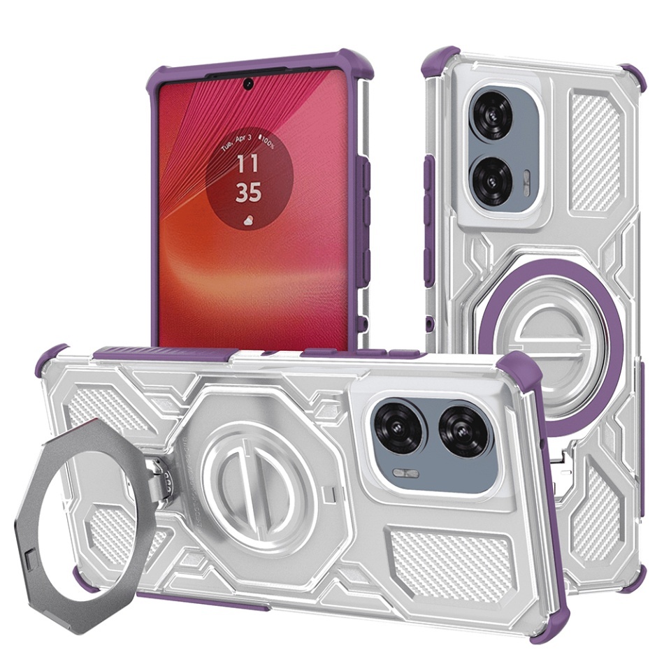 Husa pentru Motorola Edge 50 Fusion, Antisoc, SKYDDAR INOVATION, Carbon Shield PRO, Magsafe, set cu sticker, Mov