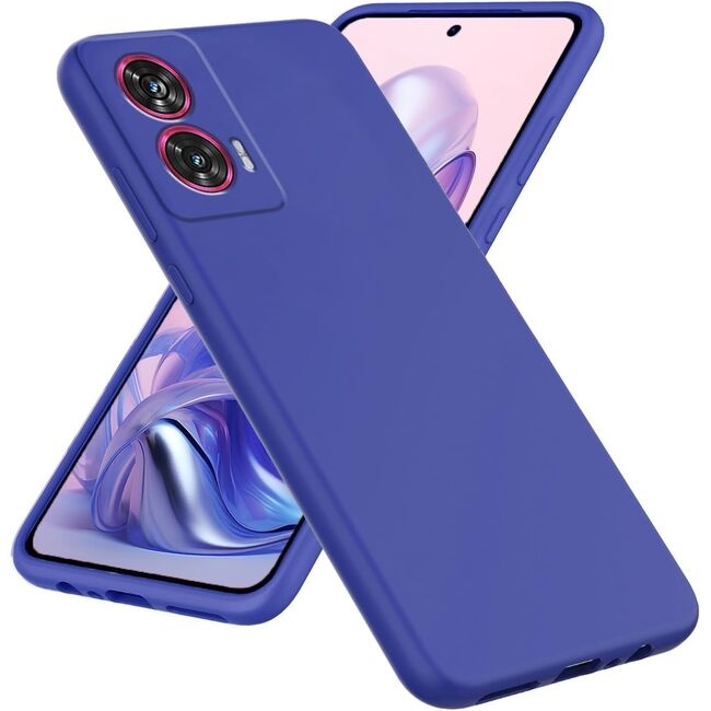 Husa pentru Motorola Edge 50 Fusion din Silicon Catifelat, Protectie Premium, Skyddar SoftElegance - Bleumarin