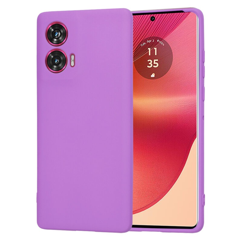 Husa pentru Motorola Edge 50 Fusion din Silicon Catifelat, Protectie Premium, Skyddar SoftElegance - Mov