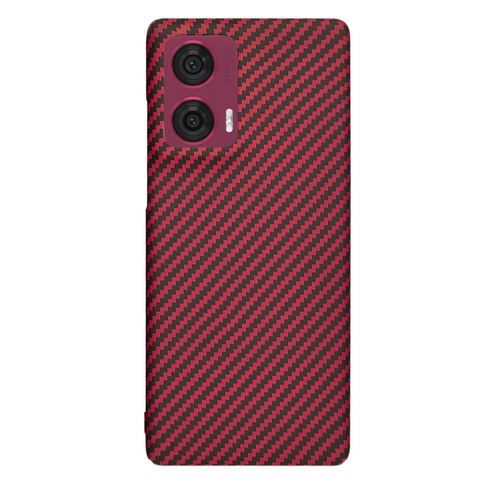 Husa pentru Motorola Edge 50 Fusion, SKYDDAR INNOVATION, textura carbon, Carbonite FiberShell, set cu sticker, Rosu, - 2 | YEO
