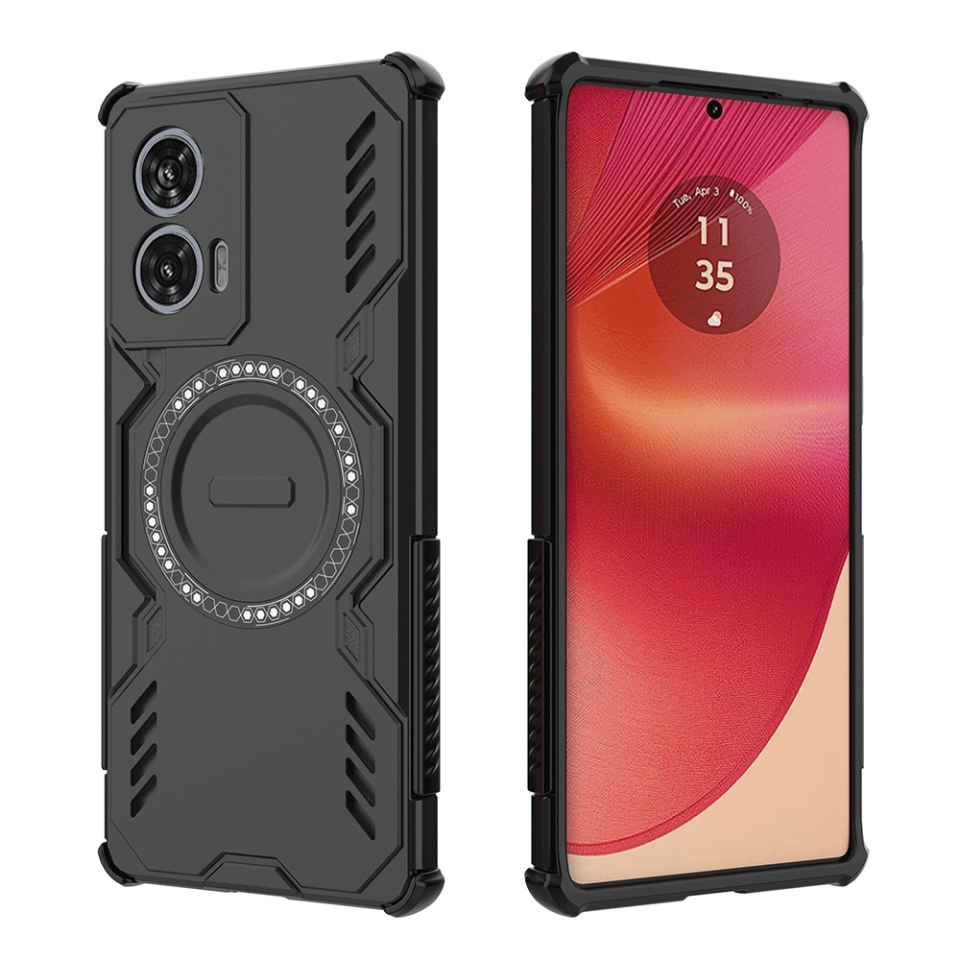 Husa pentru Motorola Edge 50 Fusion, SKYDDAR INOVATION, ArmorMag, Magsafe, set cu sticker, Negru - 1 | YEO
