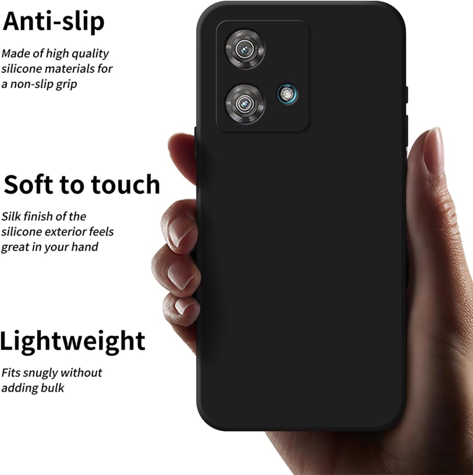 Husa pentru Motorola Edge 50 Neo din Silicon Catifelat, Protectie Premium, Skyddar SoftElegance - Negru - 3 | YEO