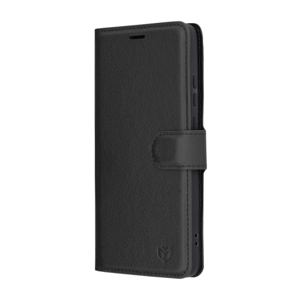 Husa pentru Motorola Edge 50 Neo, SKYDDAR INNOVATION, Leather Folio tip Carte, cu Portofel Interior, Finisaje Premium, set cu sticker, Negru - 3 | YEO