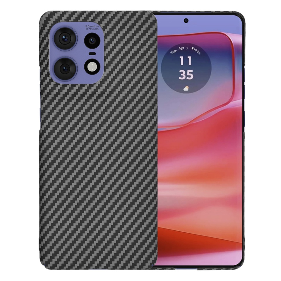 Husa pentru Motorola Edge 50 Pro, Finisaj Premium cu Textura de Carbon, Design Elegant, SKDR CarbonFlex - Negru