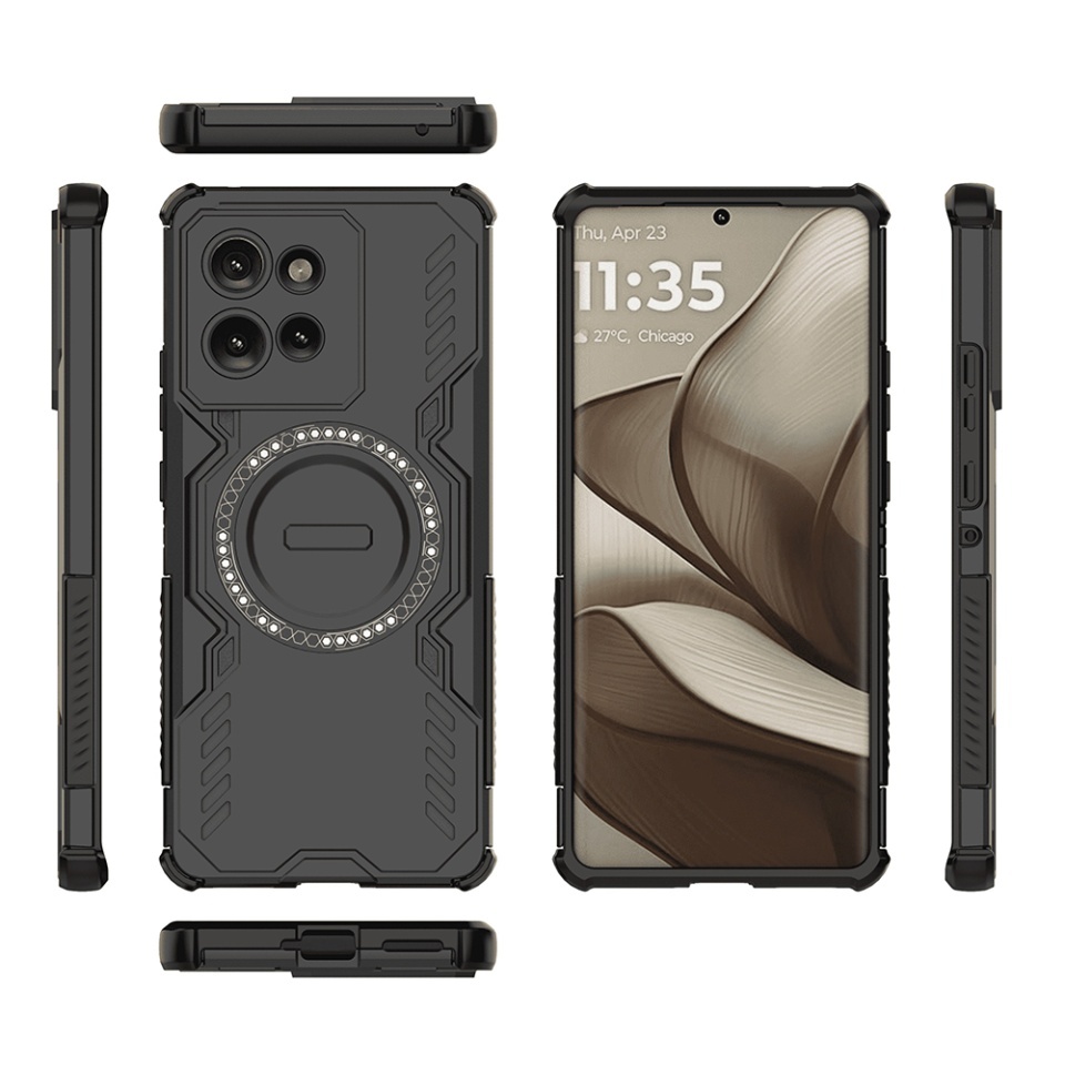 Husa pentru Motorola Edge 50, SKYDDAR INOVATION, ArmorMag, Magsafe, set cu sticker, Negru - 3 | YEO