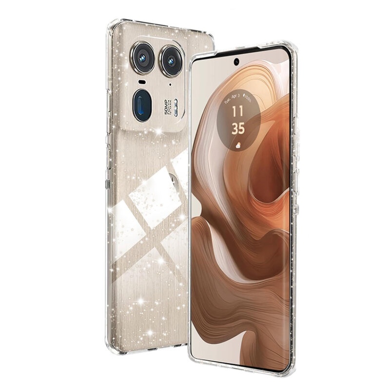 Husa pentru Motorola Edge 50 Ultra din Silicon TPU cu Sclipici, Design Elegant si Ultra Subtire, SKDR Shine - Transparenta