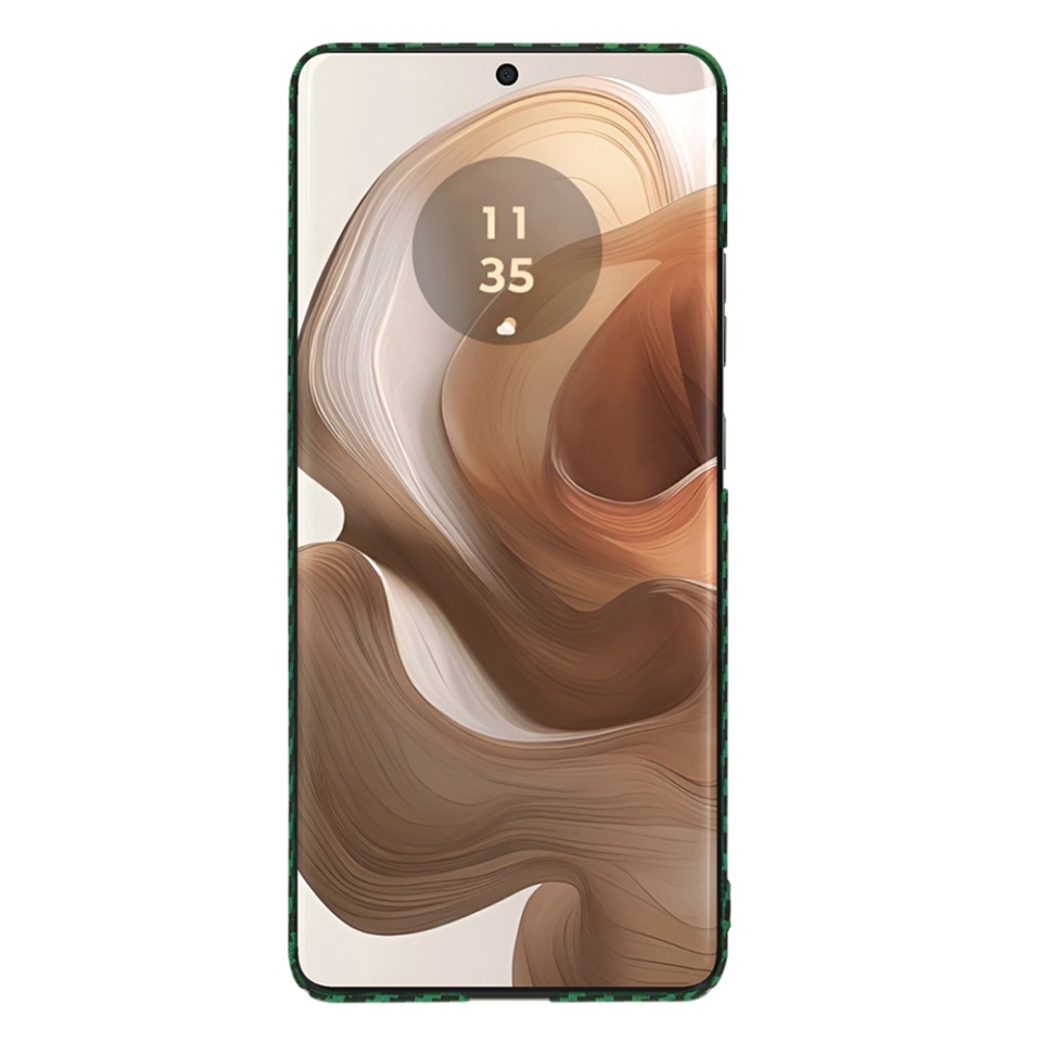 Husa pentru Motorola Edge 50 Ultra, Finisaj Premium cu Textura de Carbon, Design Elegant, SKDR CarbonFlex - Verde - 1 | YEO