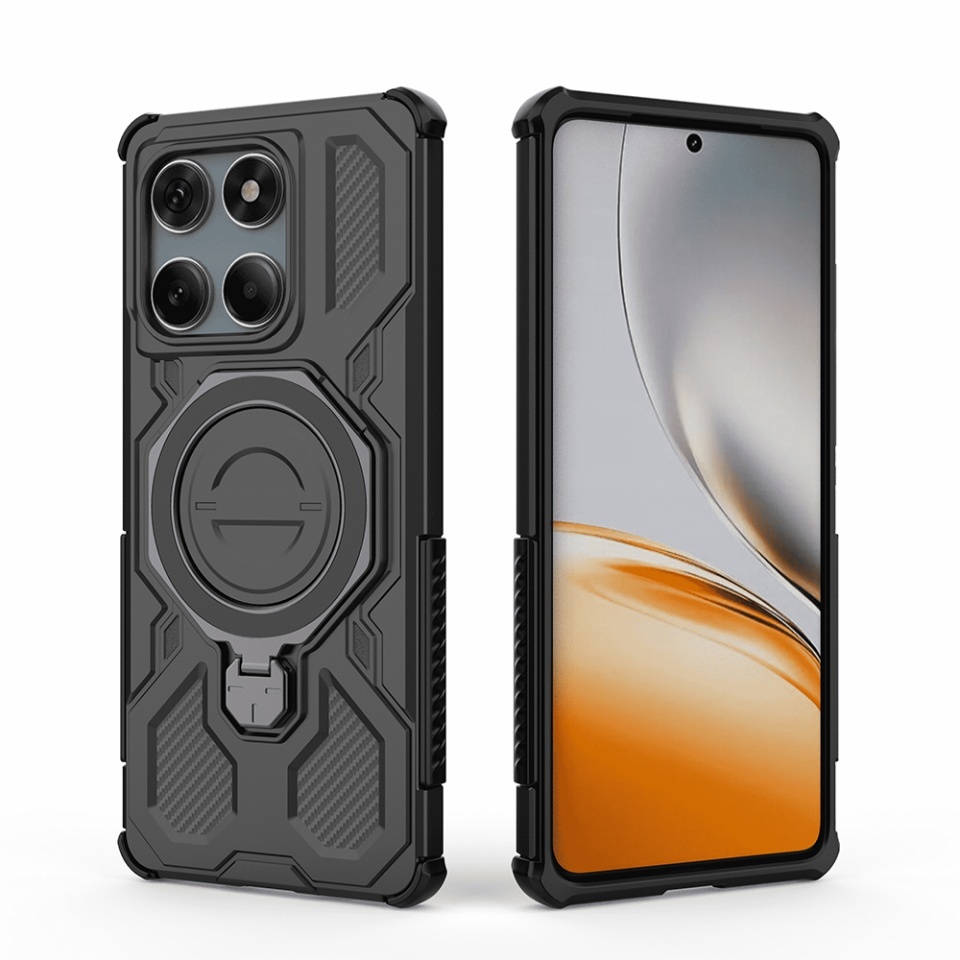 Husa pentru Motorola Edge 60 Fusion / Edge 60, Antisoc, SKYDDAR INOVATION, Carbon Shield PRO, Magsafe, set cu sticker, Negru - 1 | YEO