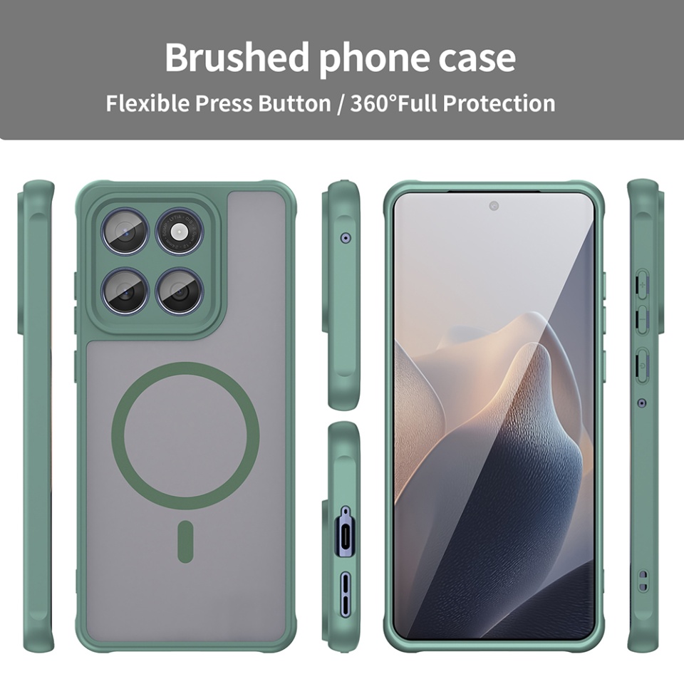 Husa pentru Motorola Edge 60 Fusion / Edge 60, SKYDDAR INNOVATION, HaloFrost MagSafe II, Antisoc, set cu sticker, Verde - 2 | YEO