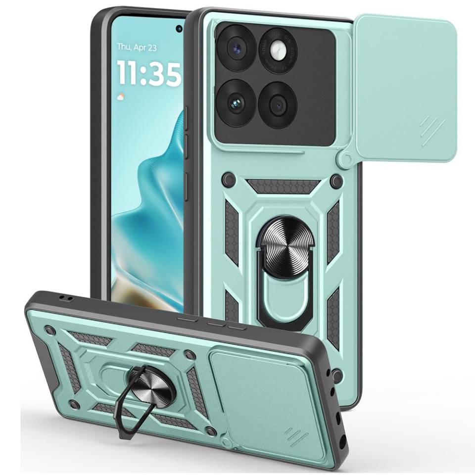 Husa pentru Motorola Edge 60 Fusion, SKYDDAR INNOVATION, CamShield, Verde, set cu sticker