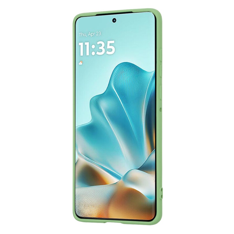 Husa pentru Motorola Edge 60 Fusion, SKYDDAR INNOVATION, din Silicon Catifelat, SoftElegance , Verde, set cu sticker - 2 | YEO